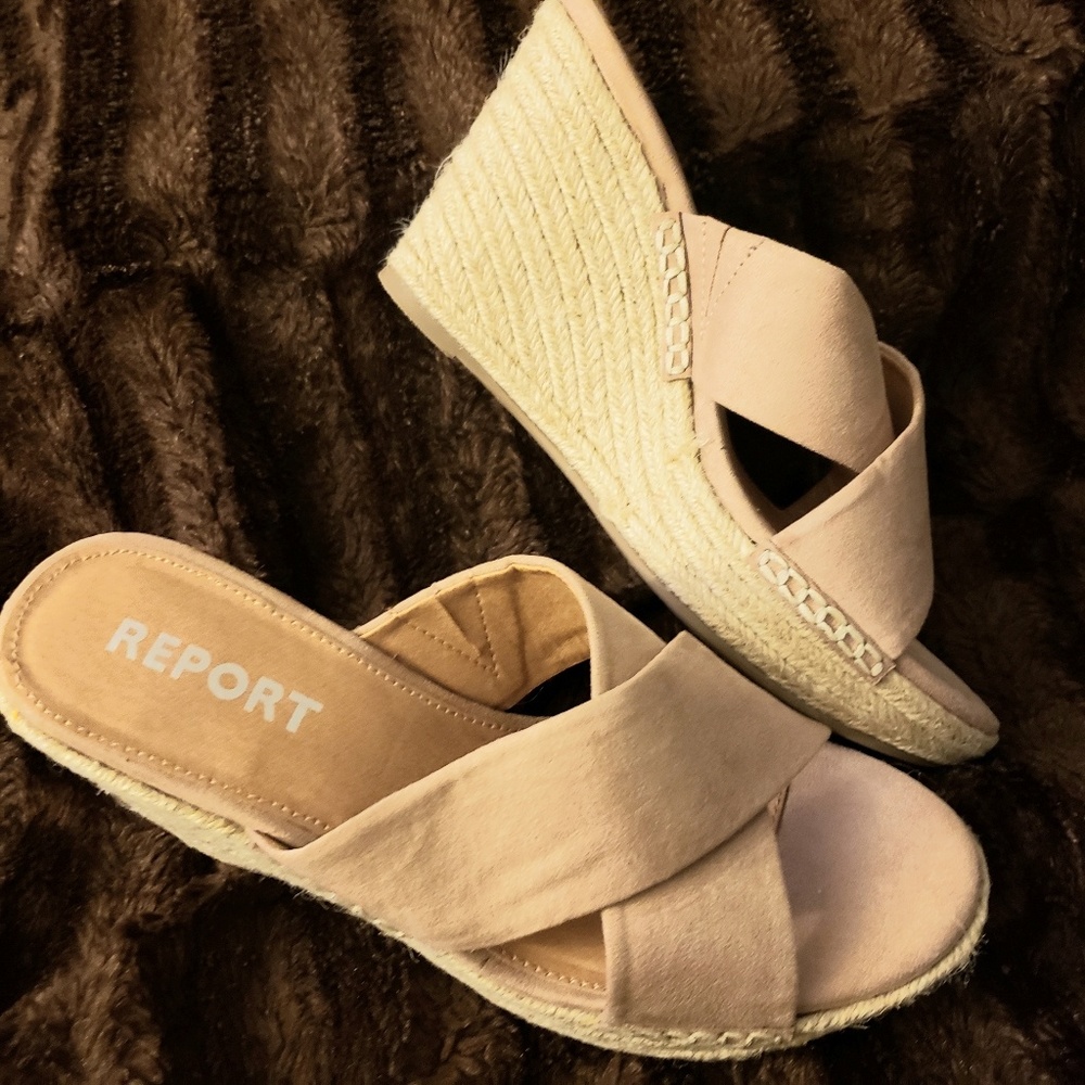 Suede Wedge Heel Slides